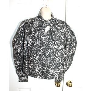 Sea New York Cotton Bow Neck Puff Sleeve Blouse sz S